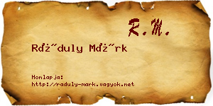 Ráduly Márk névjegykártya